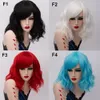 Syntetiska peruker Gaka Short Grey White Natural Wavy Cosplay Red With Side Bang For Women 32 Colors Party Costume Hair 230314