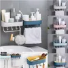 Organisation de stockage de salle de bain 2023 Est étagère en plastique porte-shampooing de douche créatif 4 couleurs organisateur de stockage d'étagère sans poinçon