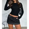 New Womens Mini Skirts Solid Color Casual Dresses Pleated Drawstring Spring Summer Buckle Sports Pocket Work Skirt