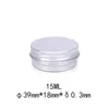 15 ml 15g Round Metal en aluminium Conteneur de bouteille en étain pour nail art baume à lèvres Crème Produits de beauté DIY Black Gold Jars1685736