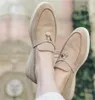 LOROS Summer Charms embellished Walk suede loafers shoes Apricot Genuine leather casual slip on flats women Luxury Designers flat Dress shoe factory gift