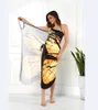 Повседневные платья платья женщины Новая нарисованная бабочка 3D -печать сексуальная комфортная пляжная обложка цвета модное платье W0315