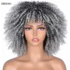 Cheveux courts crépus bouclés perruques avec frange pour les femmes noires Cosplay Lolita synthétique naturel Blonde perruque rouge perruque Afro Curlsfactory dir