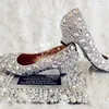 Scarpe eleganti 4 cm tacco basso fatto a mano primavera da sposa diamante abbagliante donna sera ballo di fine anno festa signora matrimonio