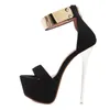 Sandały Kobieta seksowne buty imprezowe platformy dla kobiet pompki ślubne 16 cm obcasowe cekinowe gladiator czarny wino czerwony