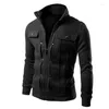 Herrjackor mode män jacka kappa stativ krage casual blixtläder smal designad lapel cardigan chaqueta hombre enklaMen's