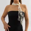 Ketens runway fringe ketting Lange vintage imitatie Pearl dames overdreven modestijl kettingen 2023 x