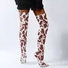 Boots Cow Leopard Long Boots Women High Heel Boot Pointed Toe Sexy club Shoes Thigh High Over-the-Knee Boots 230314