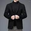Men's Suits England Style Men Cashmere Blazers Gray Brown Navy Blue Black Notched Collar Single Breasted Suit Sheep Wool Jacket Outfits 2023