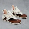 Gai verão denim sapatos femininos chique estrela impressão gladiador sandálias senhoras punk rebite stud fip flops 230314