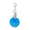 Porte-clés boule en peluche cristal lettre anglaise, couleur argent, pendentif lettres A-Z, accessoires de suspension pour sac à la mode