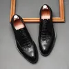 Klädskor Herrens Oxford Leather Wingtip Lace-Up Black Brown Office Business