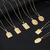 Anhänger Halsketten Diamant Inlay Gold Edelstahl CZ Jungfrau Maria Halskette für Frauen Charme Ehe religiösen Schmuck