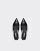 Designer Slingbacks Women Dress Shoes Luxury Triangle Logo Borsted Leather Slingback Ballerinas EU35-41 Med Box Dresses Wedding Party