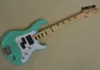 4 Strings Light Green Electric Bass Guitar with White Pearl Pickguard Maple Fingerboard Can be customized