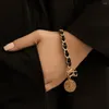 Charm Bracelets Fashion Leather Rope Hand Woven Bracelet Five Pointed Star Six Round Brand Pendant Charming Lady Party Jewelry