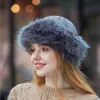 Beanies Beanie/Skull Caps Damen Kunstfellhüte Flauschiger Eimer Hut russischer Stil für Winter Beanie Feste Farbe