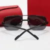 Designer-Sonnenbrille für Damen Carti-Brille, klassische Hufeisenschnalle, zusammengesetztes Metall, randloser optischer Rahmen, rechteckig, goldene Brille, Luxus-Herren-Sonnenbrille mit Etui