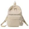 Evening Bags Beige School Backpack For Teenage Girls Pink Soft Fabric Female Striped Women Bag T220927 Drop Delivery Lage Accessories Dhmqi