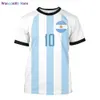 wangcai01 T-shirts pour hommes CLOOCL Numéro personnalisé Drapeau de l'Argentine T-shirt Mode 3D imprimé court Seve T-shirts en vedette 2022 Casual Activewear Tops d'été 0321H23