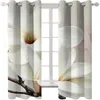 Rideau occultant moderne, décoration de maison, stéréoscopique 3D, fleur de Magnolia réaliste sur fond blanc, rideaux personnalisés