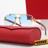 Luxus-Designer-Sonnenbrille, randlos, Carti-Brille, Caddis-Brille, Lunette, modische Holzbrille, großer quadratischer Goldrahmen, UV400, quadratische Sonnenbrille für Strandshows mit Etui