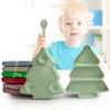 Ciotole Simpatiche stoviglie per bambini Ventosa Design Forma di albero di Natale Ciotola per bambini autoalimentata per sala da pranzo