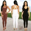 Kvinnors jumpsuits Rompers Summer Streetwear Outfit Jumpsuits Women Romper Backless Ribbed ärmlös Black Grey Bodycon Jumpsuit Kvinna 230314