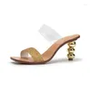 Ball Transaprent 835 Shoes Dress Heels Pvc Slipper Elegant Woman One Strap Slip on Slingbacks Sandals Summer Sexy Open Toe Party