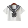 Clothing Sets Japanese School Girl Uniform Sailor Suit Set Embroidered Grey Sanben Pleated Skirt Jk And WhiteClothing