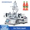 Zonesun تلقائي سميك سائل ملء آلة منظفات منظفات مكبس رأس مزدوج مضخة ZS-DTHSP2