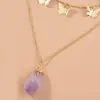 Chains Multi Layering Waterdrop Purple Crystal Drop Necklace Delicate Butterfly Hollow Alloy Necklaces For Women JewelryChains