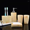 Bath Accessory Set Marble Design Bathroom Accessories 5pcs Tumbler Lotion Bottle Soap Dispenser Toothbrush Holder Dish Wedding