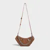 Brown Half Moon Cloud Women Axelväska med veckad handtag Designer Ruched Crossbody Purse 2023 Chic Chain Handbag 230315