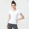 LULL Damen-Yoga-Outfit, kurzärmelig, Rundhalsausschnitt, atmungsaktiv, nahtlos, Fintness Gym, kurzes Oberteil, Sommer-Fitnesskleidung, Fitnessstudio-Bekleidung