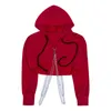 Sweats à capuche pour femmes 2023 femmes printemps automne Cool Giril rouge noir à carreaux à manches longues lâche haut court sweat décontracté Patchwork Clo