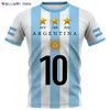 Wangcai01 DIY camiseta 2022 camiseta masculina Argentina Flag 3D Padrão Impressão feminina Camiseta curta feminina
