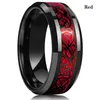 Wedding Rings heren roestvrijstalen ring ingelegd met rode en zwarte koolstofvezel paar niet-fading sieraden zakelijke trend juwelenwedding