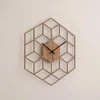 Wall Clocks Fashion Creative Clock Modern Geometric Wood Mute Quartz For Home Living Room Decor