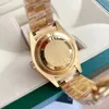 Original Box Certificate 18K Gold President Male Watches Day Date Diamonds Green Dial Watch Män rostfritt Bezel Automatisk armbandsur 2023