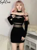 Casual Dresses Sylcue Sexy Tulle Perspective Mature Nightclub Hot Charm Feminine Black Mysterious High Street Soft Elastic Women's Corset Dress Z0216