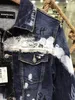 DSQ Phantom Turtle Denim Jacket Men Coat Blue Casual Cotton Turn-Down Collar Long Sleeve Denim Bomber Jackets For Man 98365