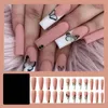 Faux ongles 24 pièces/ensemble rose mat faux motif papillon noir détachable pleine ballerine acrylique Nail Art décoration