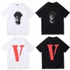 VLONE メンズ T シャツ ファッション ブランド vlone ポートレートプリント半袖 T シャツ男性と女性愛好家ヒップホップルーズ大きい V 半袖メンズ T シャツ