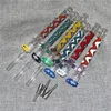 wholesale hookahs 10mm mini nectar dab straw pipes glass smoking nectar dabs with titanium tips quartz tip oil burner pipe carb caps