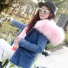 Women's Trench Coats 2023 Parka Winter Fur Jacket Women Denim Thick Large Real Raccoon Collar Detachable Liner Clothing