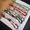 Choker Natural Stone Necklace Abacus Rice Shape Rose Quartz Agate Malachite Jade Neck Chain Gifts For Men's Women's Jewelry