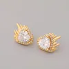 Stud Earrings Love Peach Eyelashes Gems Simple Heart Shape Classic Ear Jewelry For Women