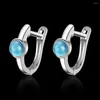 Hoop Earrings Design Fashion 925 Sterling Silver Blue Turquoise Feminine Charm Jewelry Gift