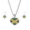 Collier Boucles d'oreilles Set Jamaica Heart Map National Flag Pendant Colliers Bijoux Jamaïcain Cadeaux